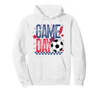 Game Day Soccer Season Blue Red Checkered Hoodie - Novelty Apparel Unisex
