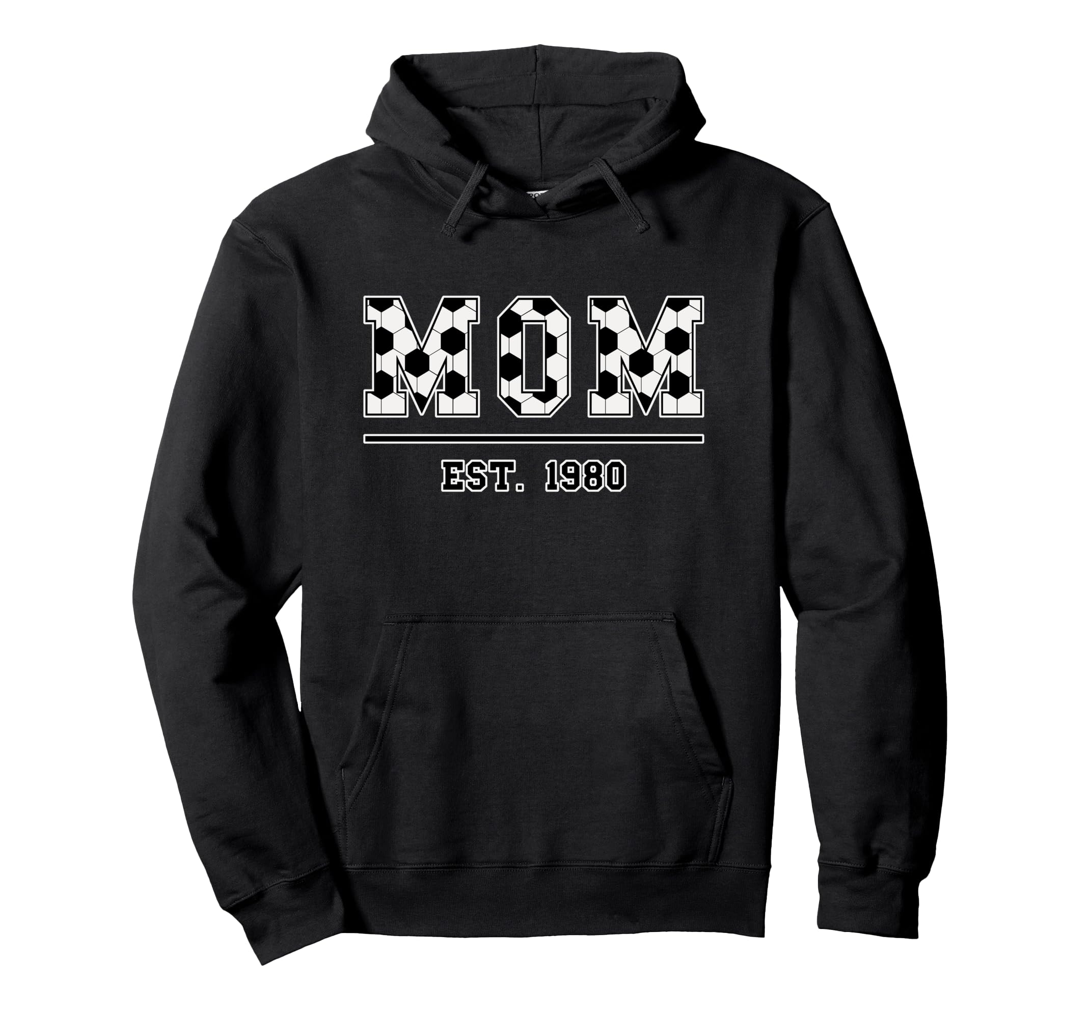 Mom Est 1980 Funny Sports Year Hoodie - Minimalist Print for Adults