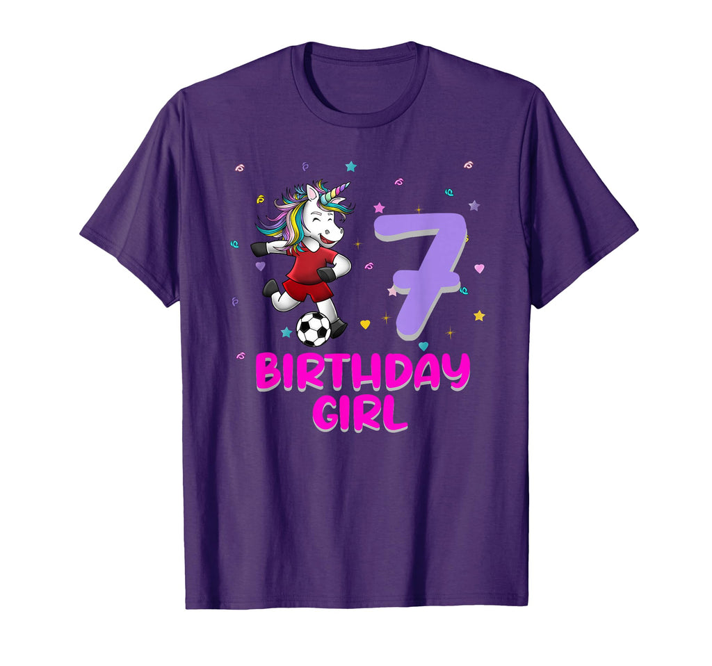 Unicorn Soccer 7Th Birthday Love Funny T-Shirt - Unique Graphic for Adults