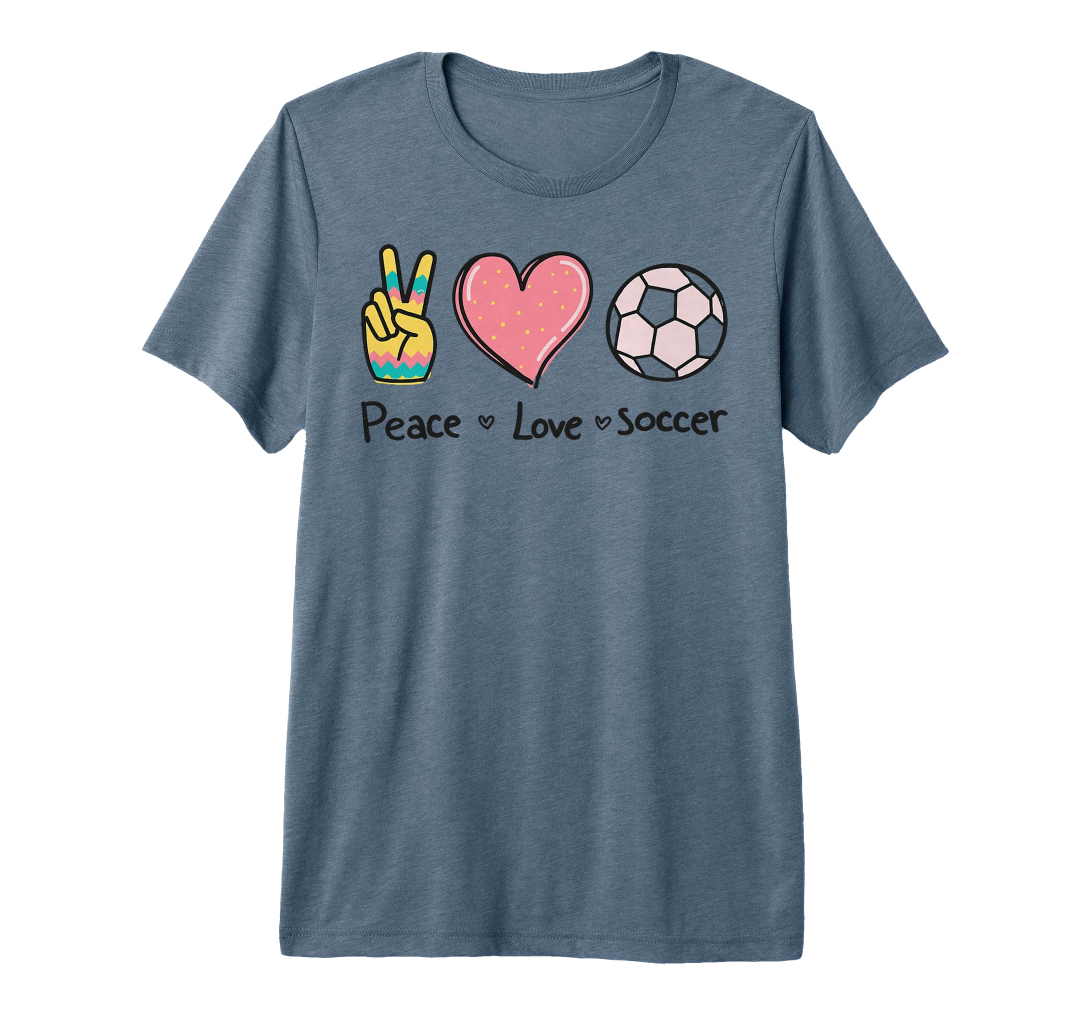 Peace Love Soccer Football Soccer Player T-Shirt - Minimalist Print Unisex