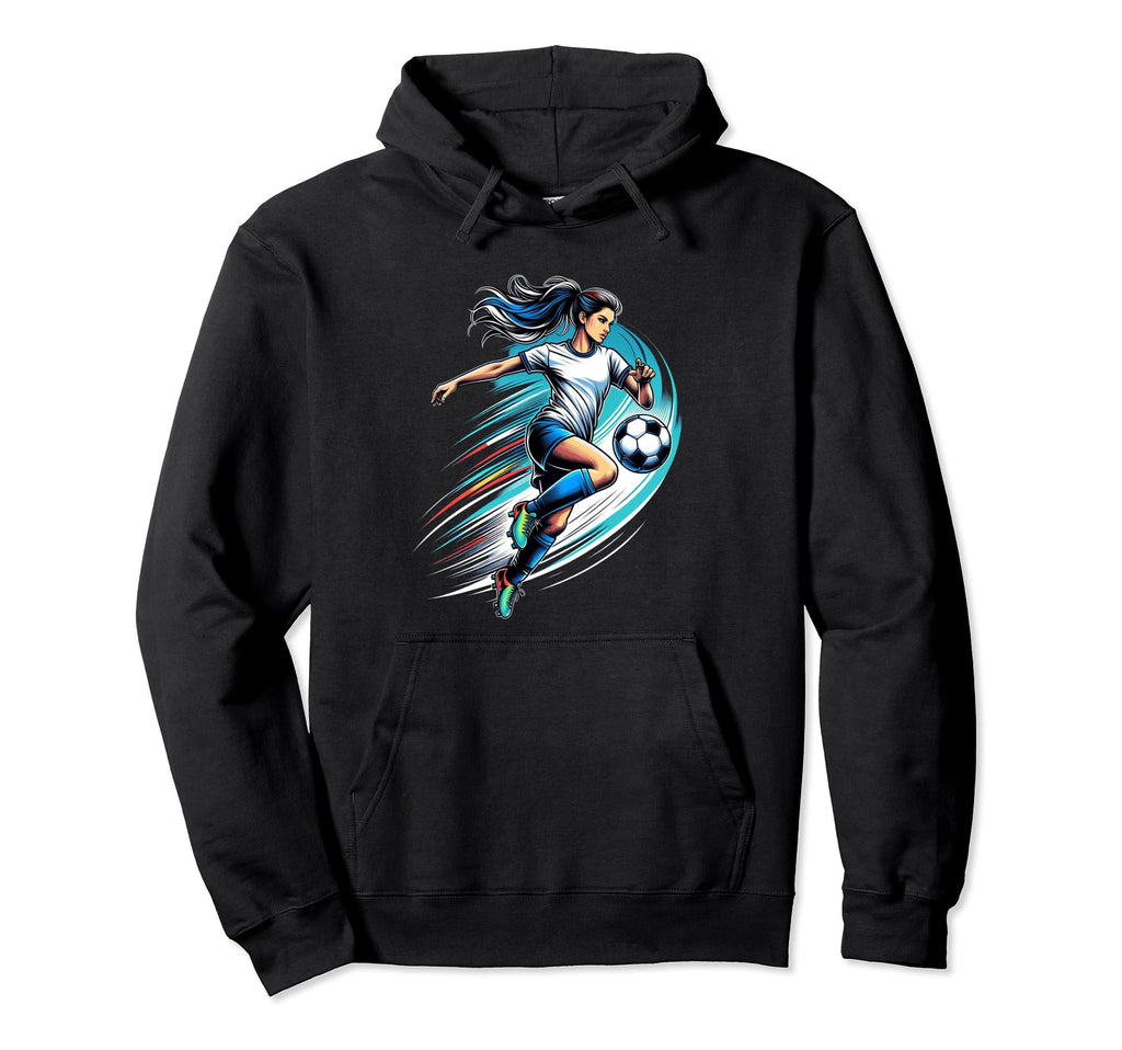 Fierce Striker Dynamic Soccer Action Hoodie - Novelty Apparel Men Women
