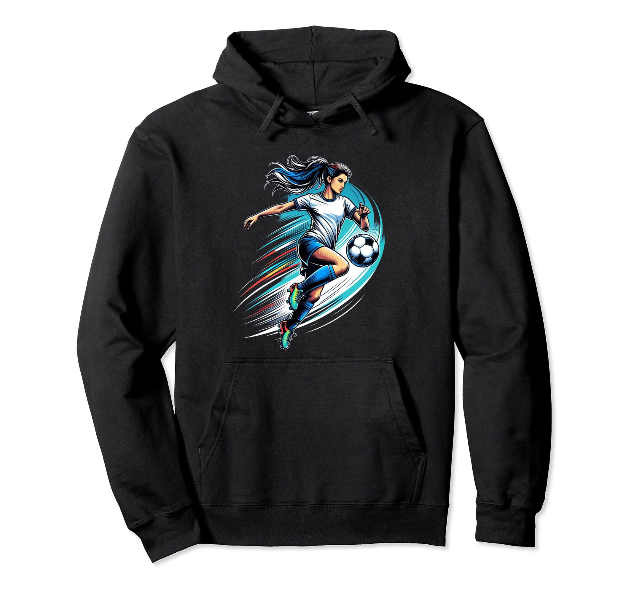 Fierce Striker Dynamic Soccer Action Hoodie - Novelty Apparel Men Women