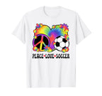 Peace Love Soccer Lover 60S 70S Hippie T-Shirt - Unique Graphic Unisex