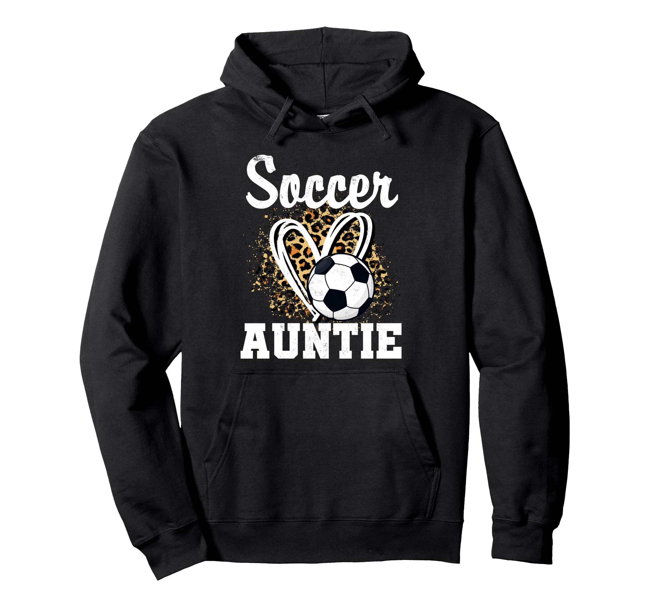 Soccer Auntie Leopard Heart Hoodie - Unique Graphic Unisex