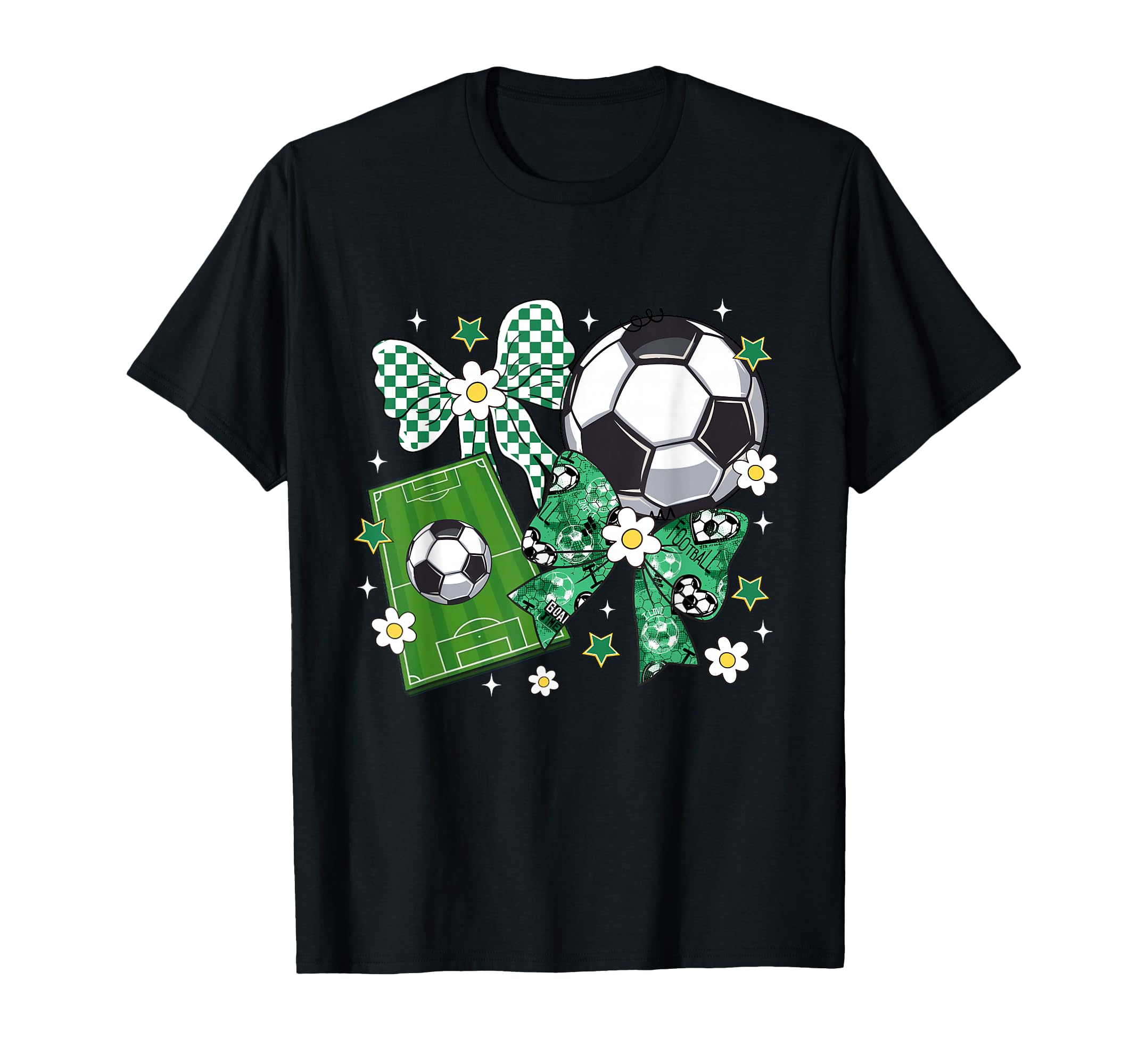 Bow Soccer Checkered Flowers Soccer T-Shirt - Streetwear Style Unisex