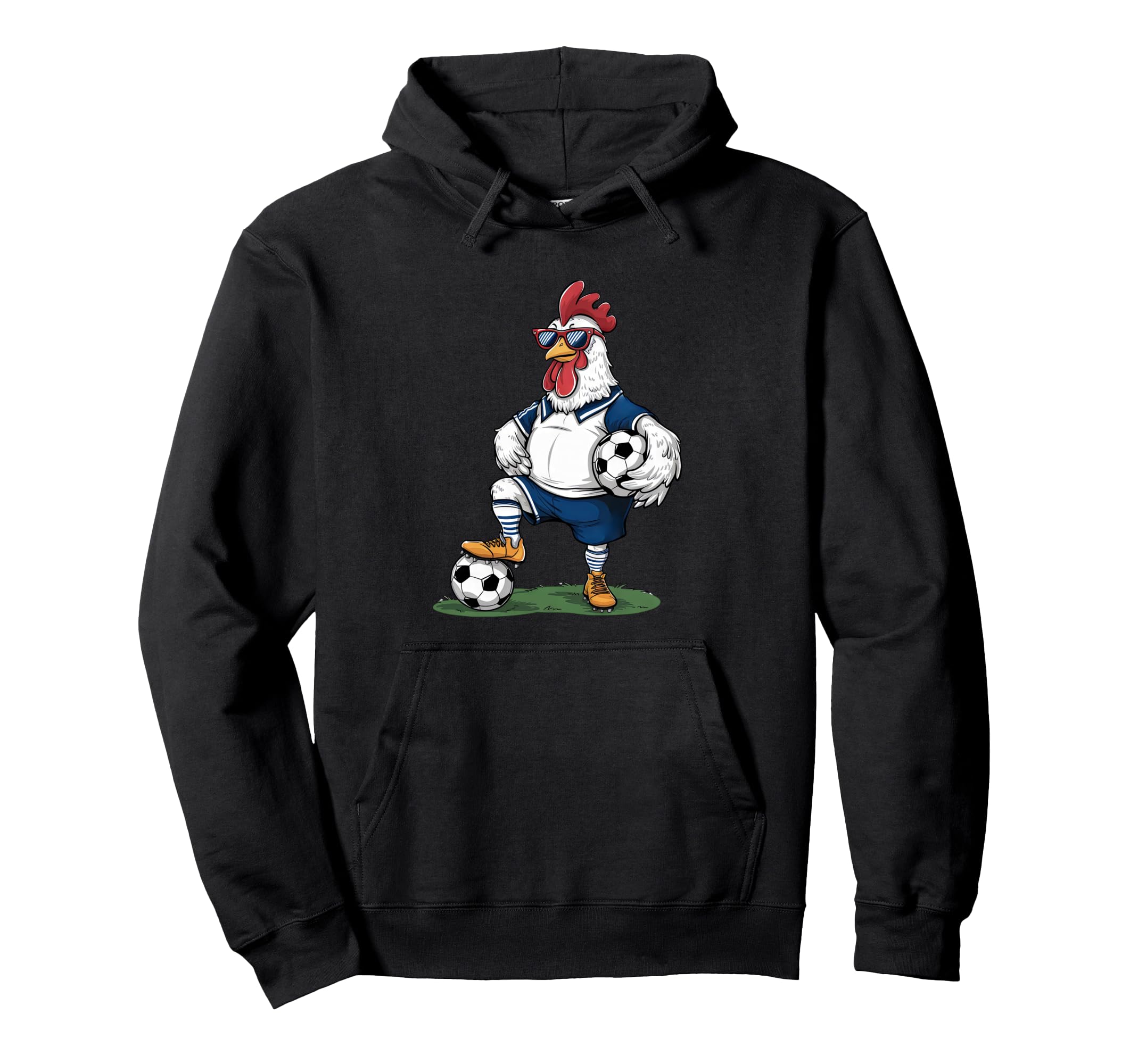 Funny Soccer Chicken Cartoon Sports Fan Hoodie - Fun Novelty Design Unisex
