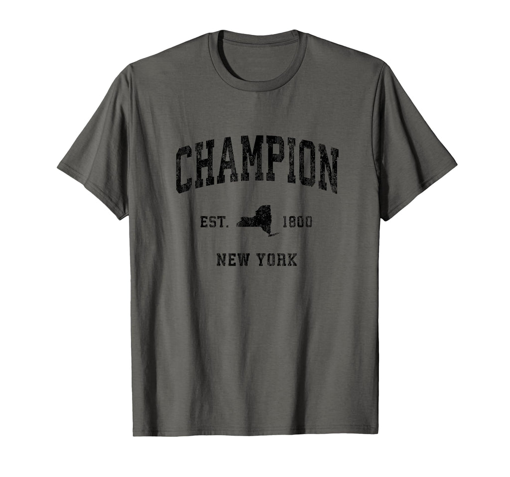 Champion New York Ny Athletic Black T-Shirt - Unique Graphic for Adults