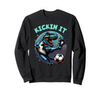 T Rex Dinosaur Soccer Player Ball Sweatshirt - Custom Art Print for Adults