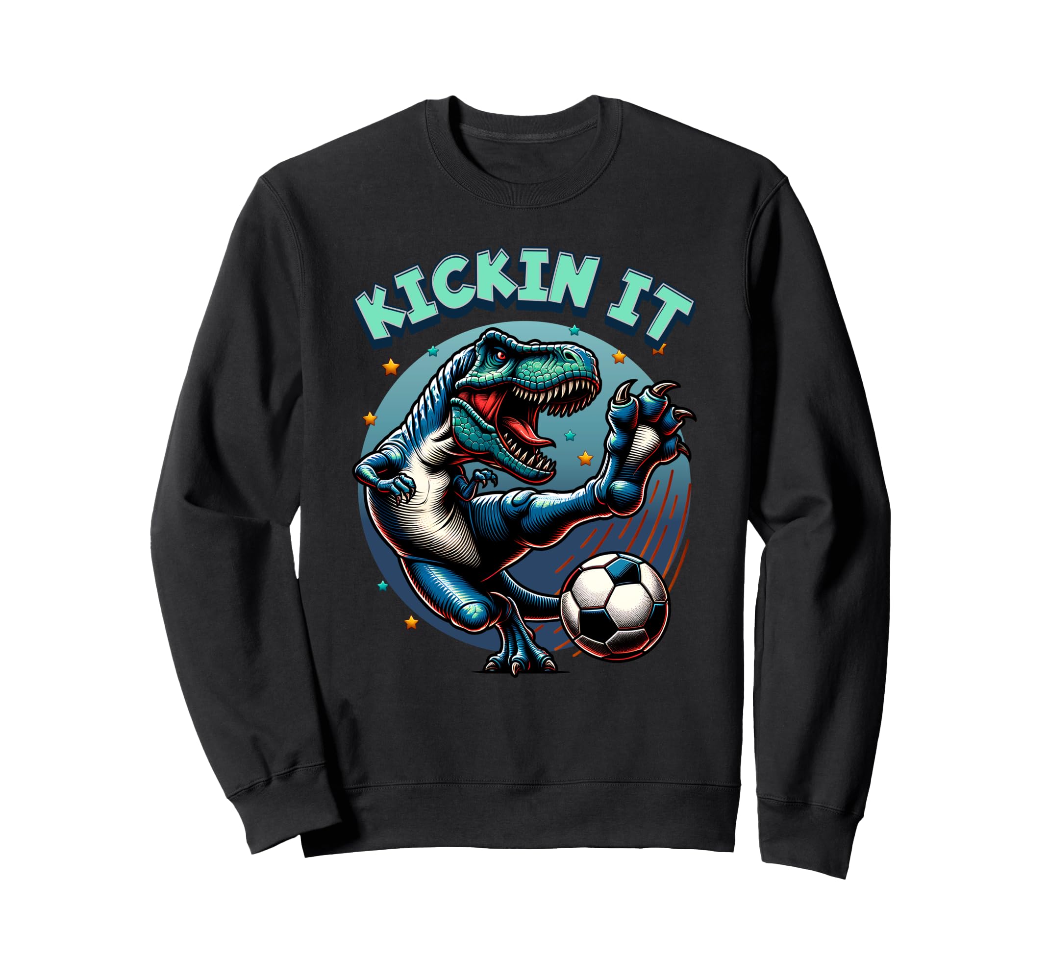 T Rex Dinosaur Soccer Player Ball Sweatshirt - Custom Art Print for Adults