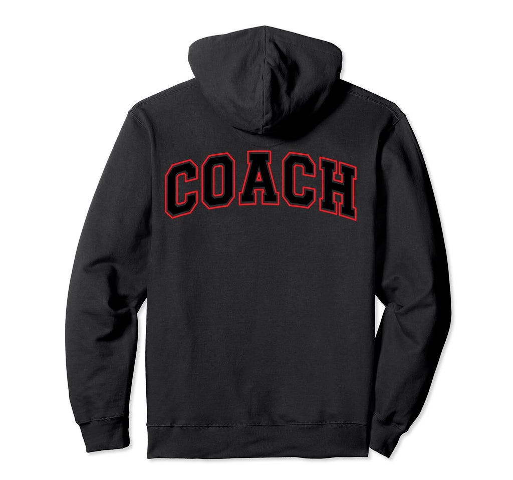 Coach Sports Trainer Black Red Back Hoodie - Novelty Apparel for Adults