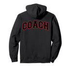 Coach Sports Trainer Black Red Back Hoodie - Novelty Apparel for Adults