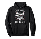Just Who Loves Soccer And Beach Hoodie - Casual Everyday Wear for Adults