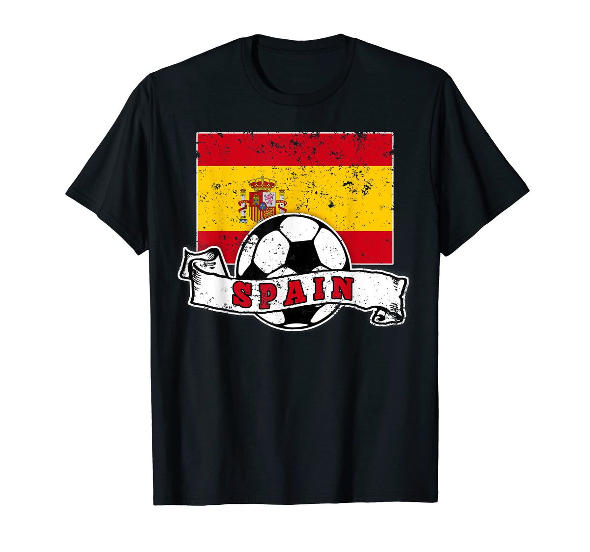 Spain Soccer Ball And Flag T-Shirt - Fun Novelty Design for Adults