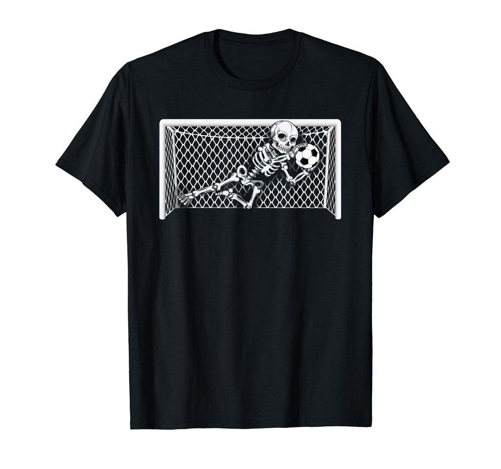 Skeleton Soccer Goal Keeper Halloween T-Shirt - Novelty Apparel Unisex