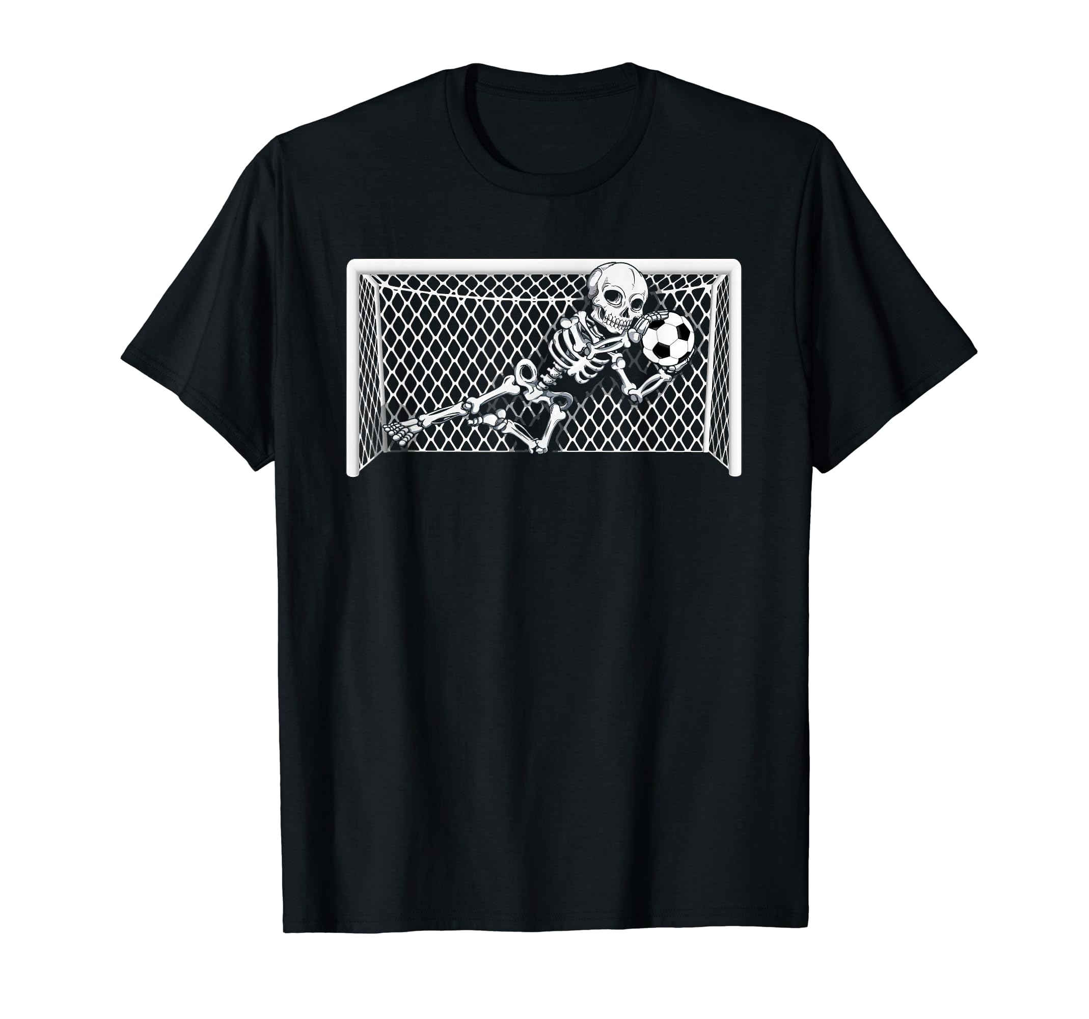 Skeleton Soccer Goal Keeper Halloween T-Shirt - Novelty Apparel Unisex