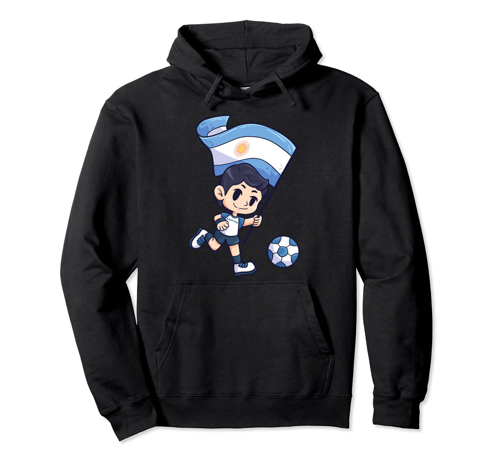 Soccer Argentina Flag Young Child Hoodie - Streetwear Style Unisex