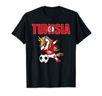 Dabbing Unicorn Tunisia Soccer T-Shirt - Casual Everyday Wear Men Women