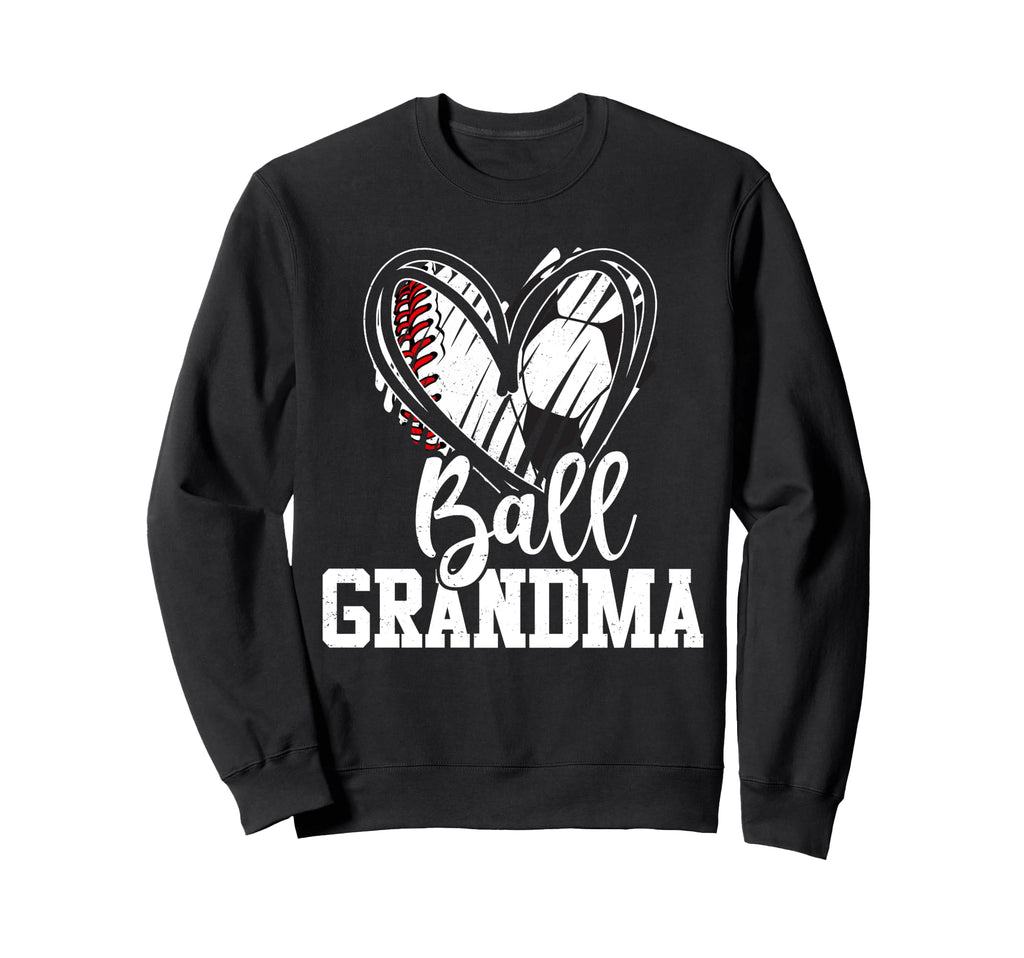 Ball Grandma Heart Baseball Soccer Hoodie - Minimalist Print for Adults