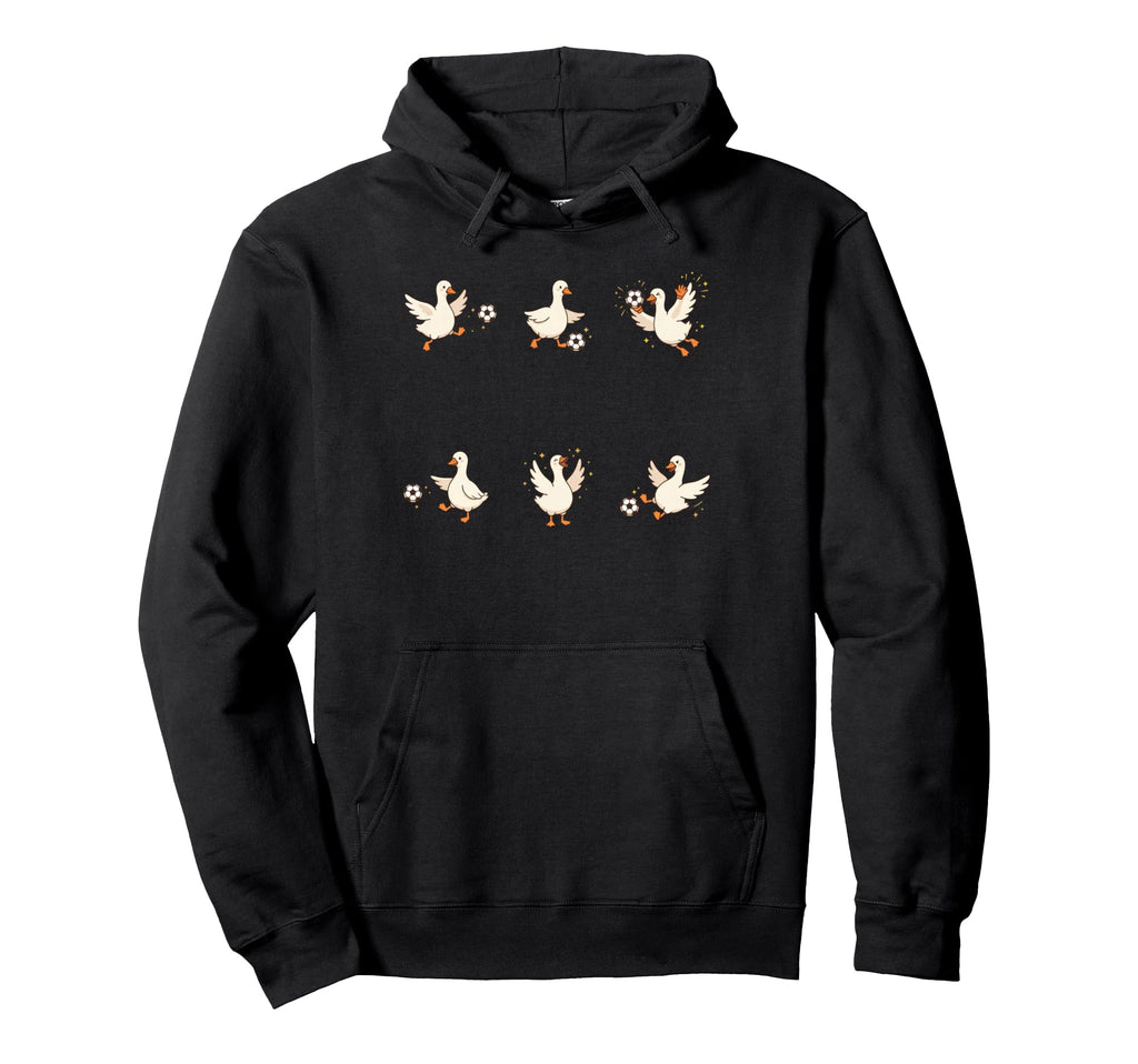 Silly Goose Playing Soccer Player Hoodie - Unique Graphic for Adults
