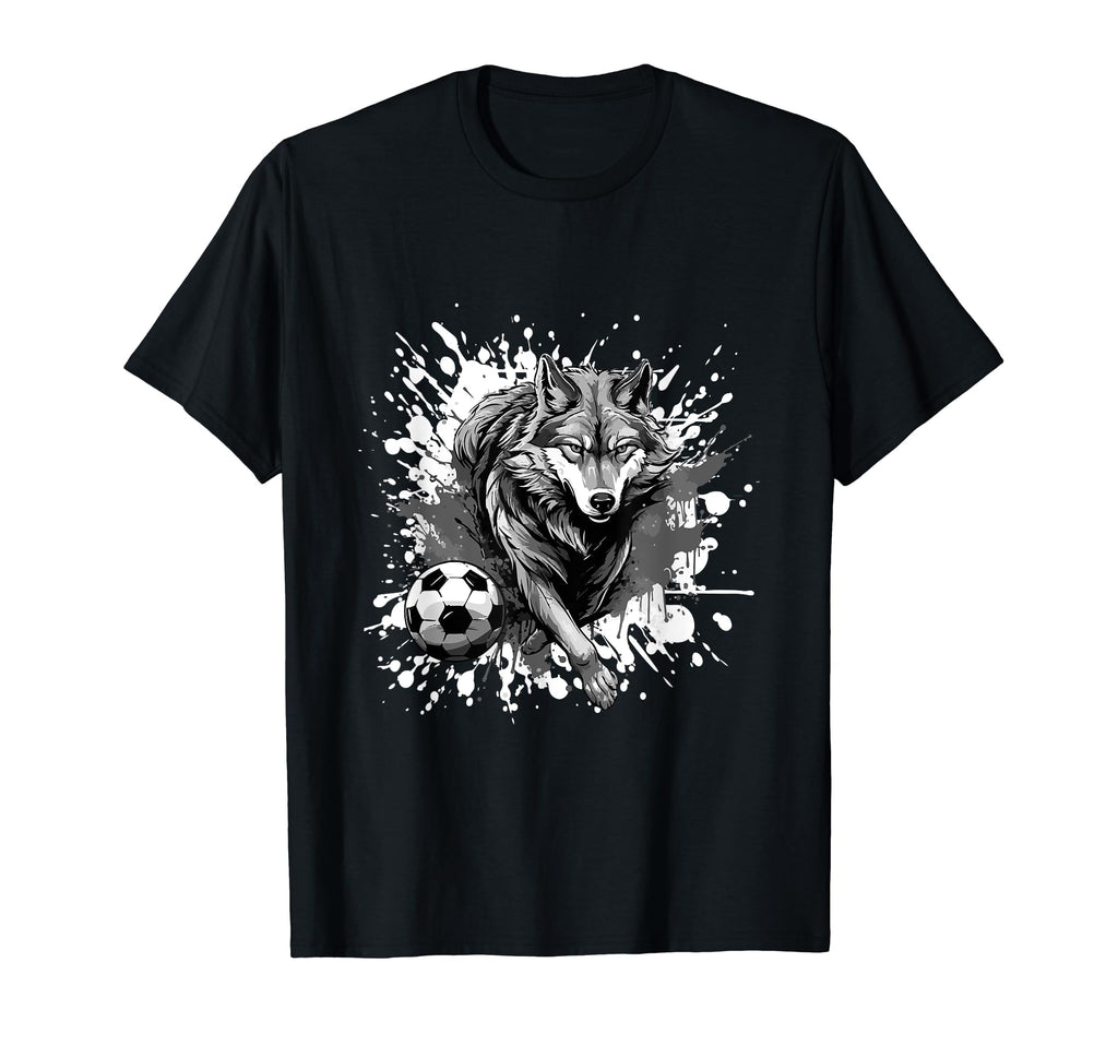 Wolf Playing Soccer Sports Team Animal T-Shirt - Streetwear Style Men Women