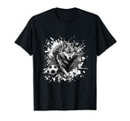 Wolf Playing Soccer Sports Team Animal T-Shirt - Streetwear Style Men Women