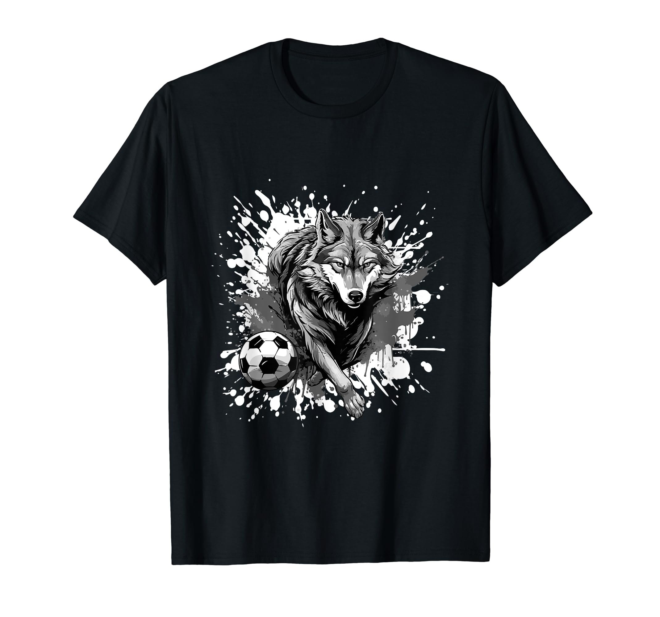 Wolf Playing Soccer Sports Team Animal T-Shirt - Streetwear Style Men Women