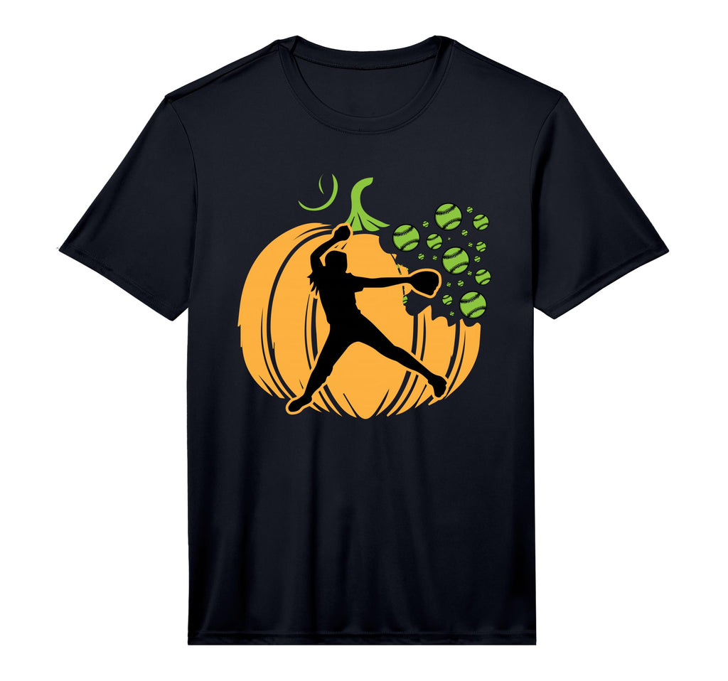 Softball Player Pumpkin Veggie Fall T-Shirt - Fun Novelty Design Men Women