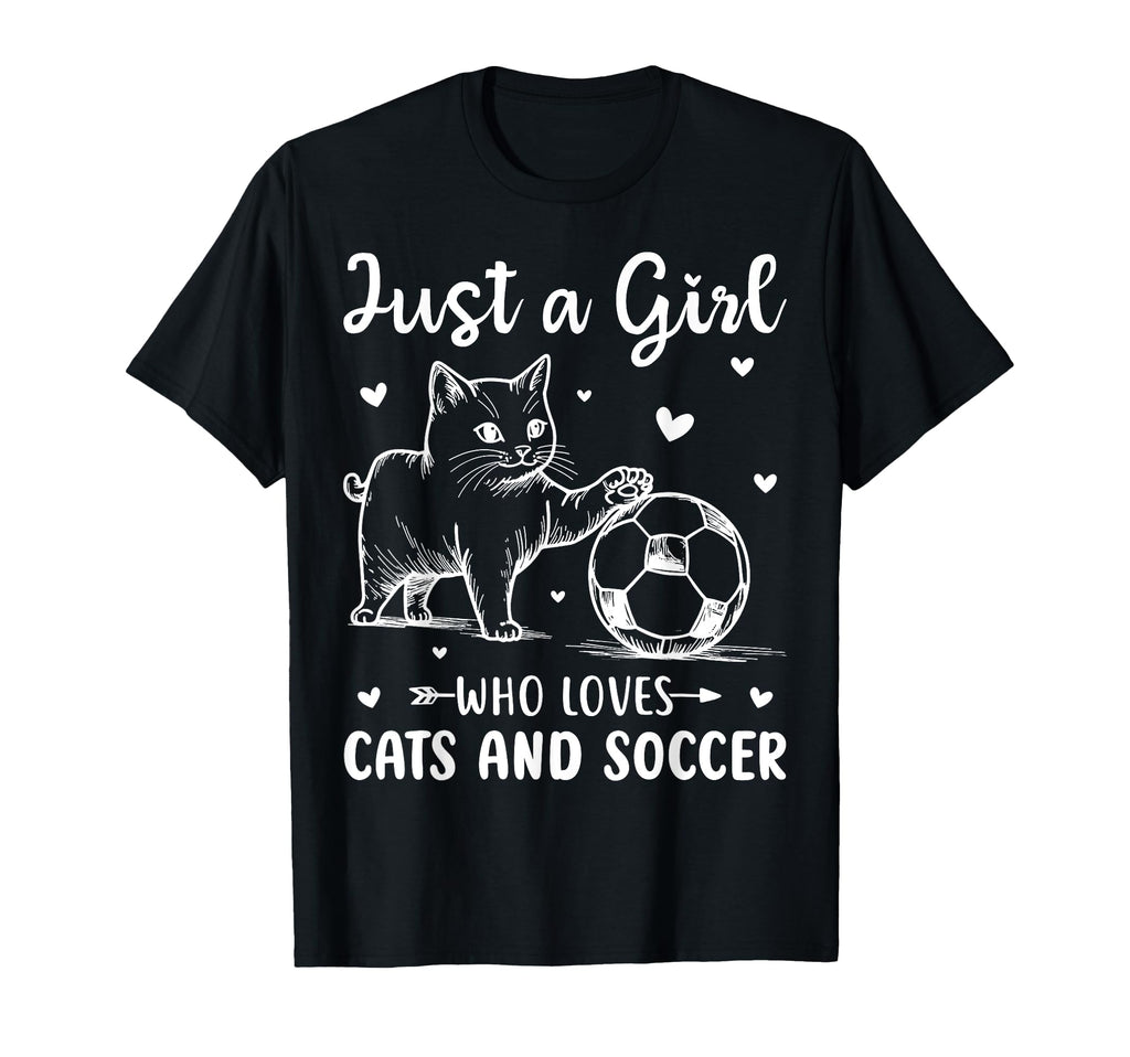 Who Loves Cats And Soccer Funny T-Shirt - Custom Art Print Men Women