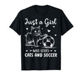 Who Loves Cats And Soccer Funny T-Shirt - Custom Art Print Men Women