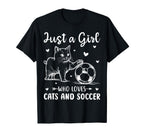 Who Loves Cats And Soccer Funny T-Shirt - Custom Art Print Men Women