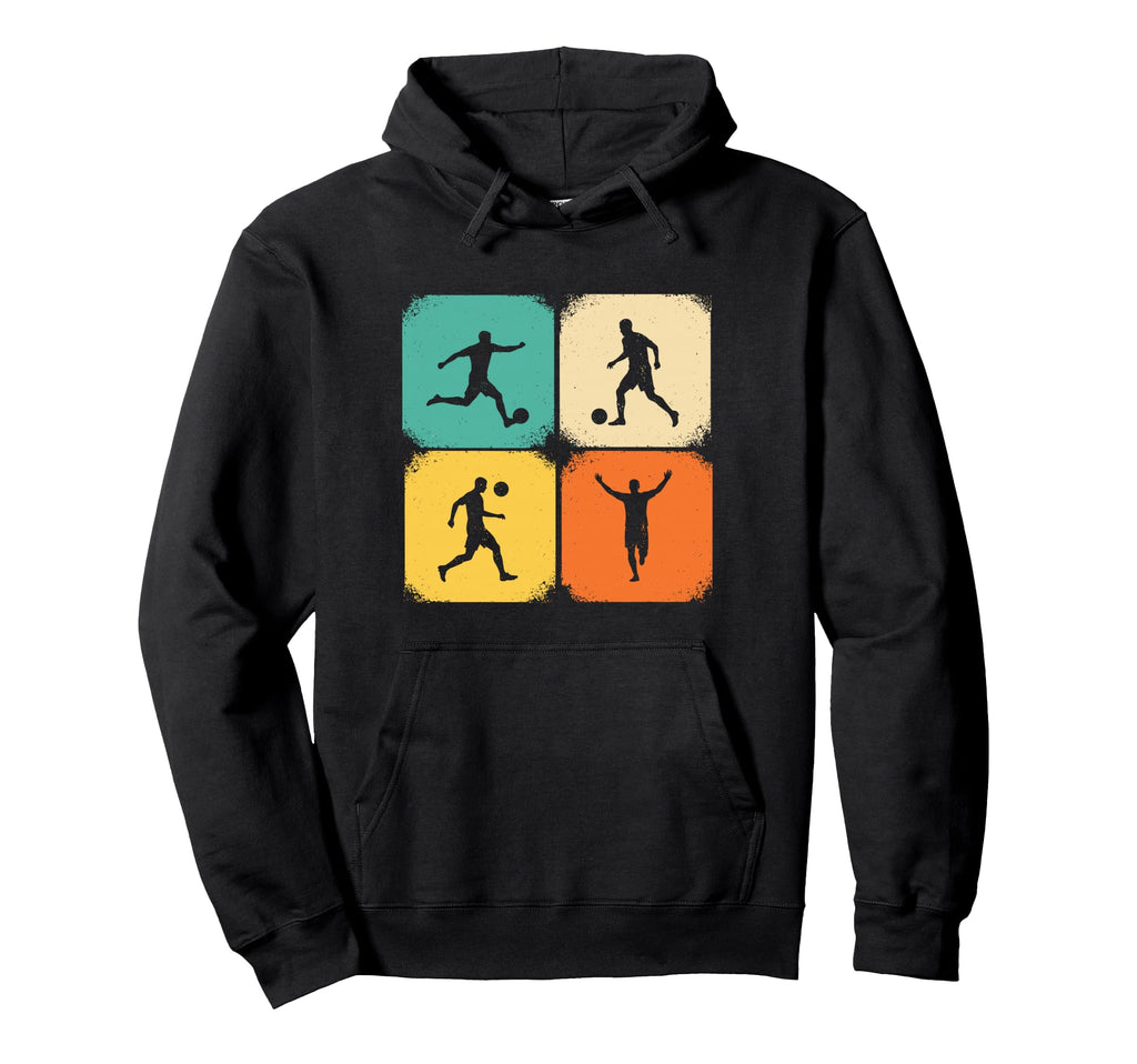 Distressed Soccer Player Silhouettes Hoodie - Trendy Graphic for Adults