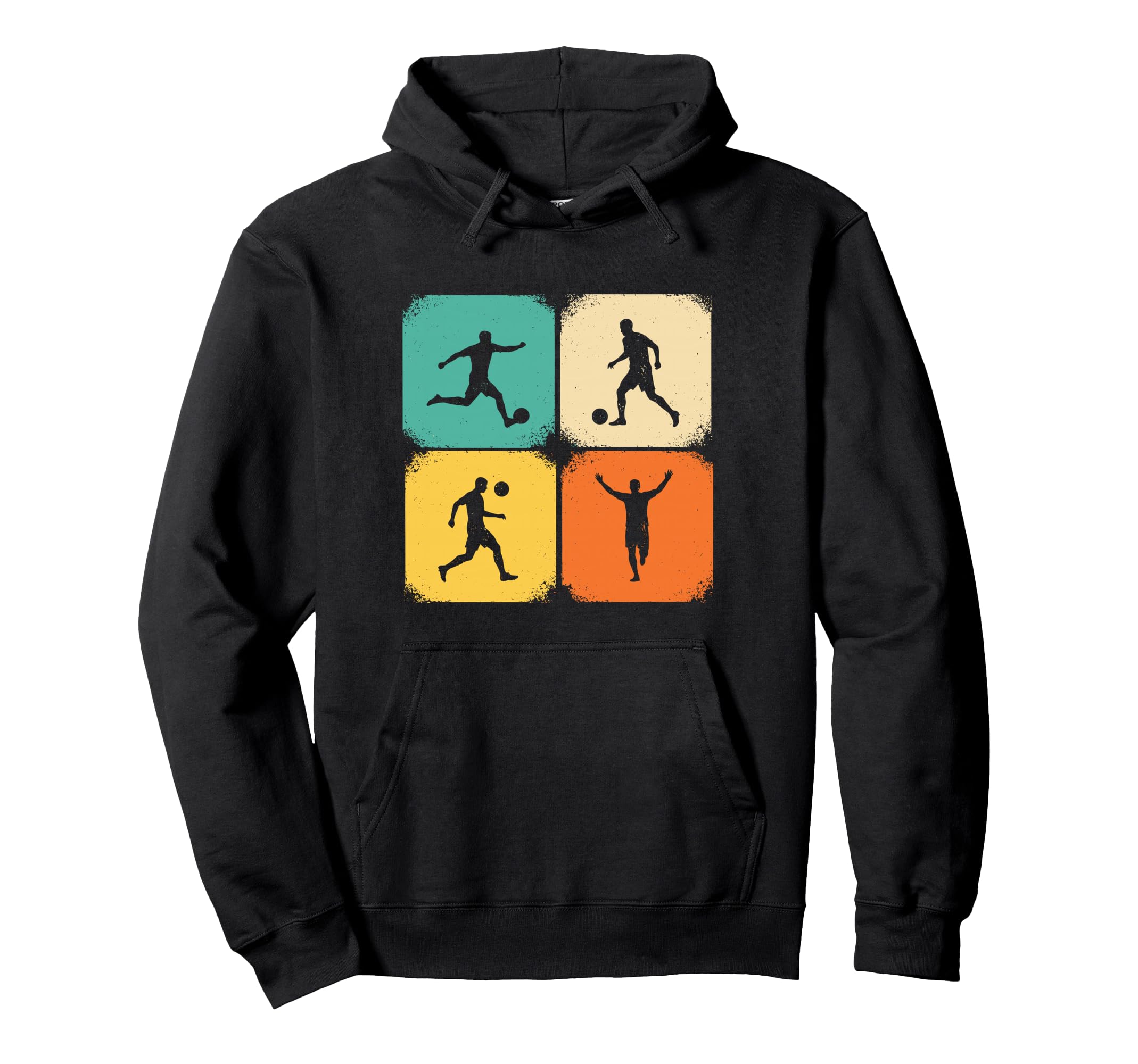 Distressed Soccer Player Silhouettes Hoodie - Trendy Graphic for Adults