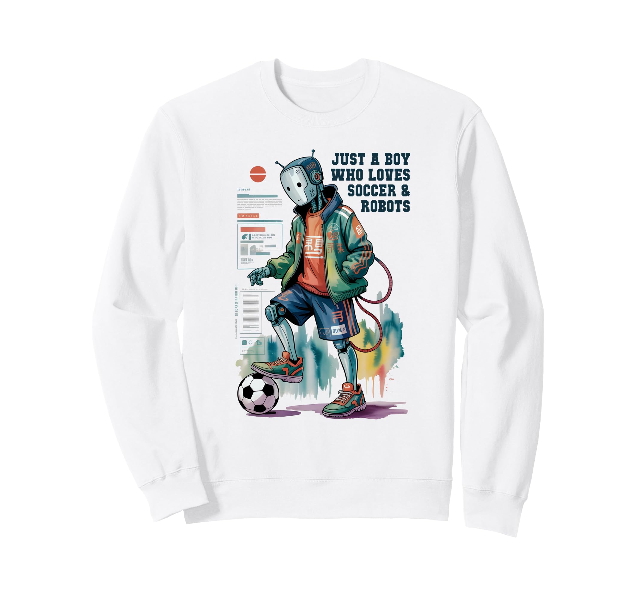 Just Who Loves Soccer Robots Play Sweatshirt - Trendy Graphic Men Women