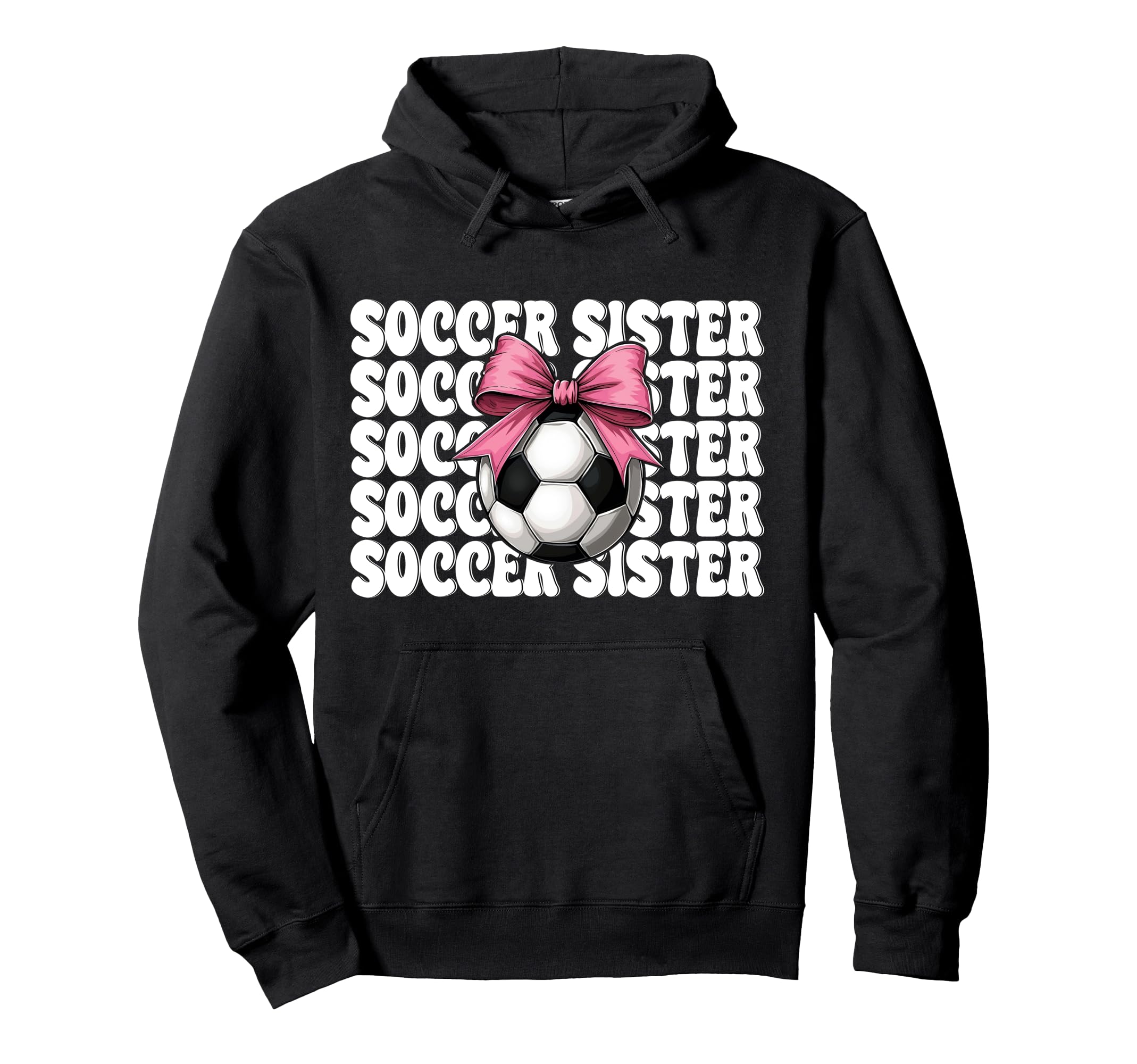 Soccer Sister Soccer Coquette Bow Hoodie - Custom Art Print Unisex