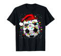 Soccer Ball Santa Hat Lights Coach T-Shirt - Aesthetic Graphic Men Women
