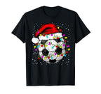 Soccer Ball Santa Hat Lights Coach T-Shirt - Aesthetic Graphic Men Women