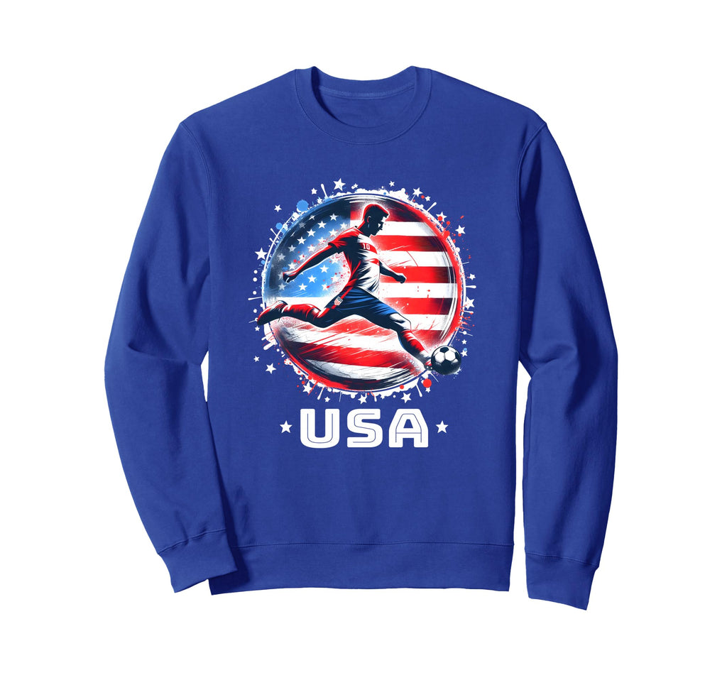 American Flag Soccer Player Sweatshirt - Fun Novelty Design for Adults