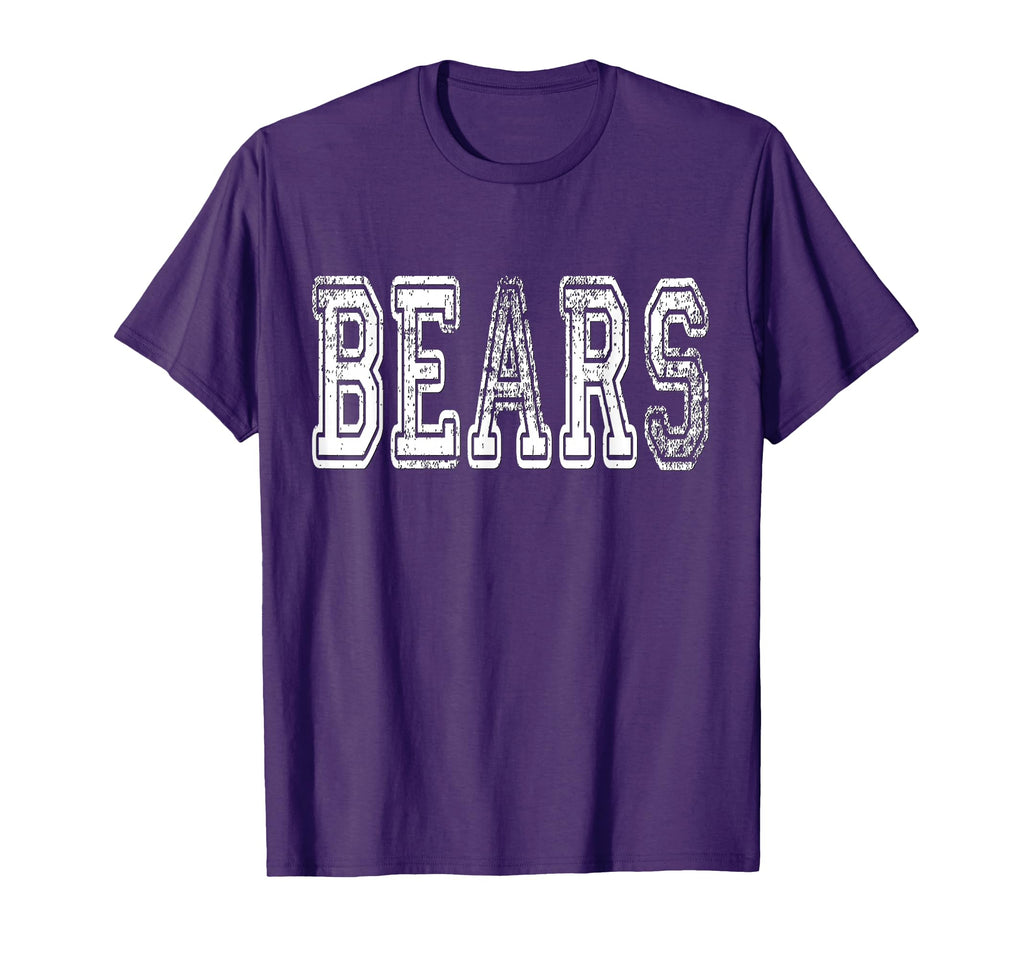 Bears Mascot Distressed School T-Shirt - Casual Everyday Wear for Adults