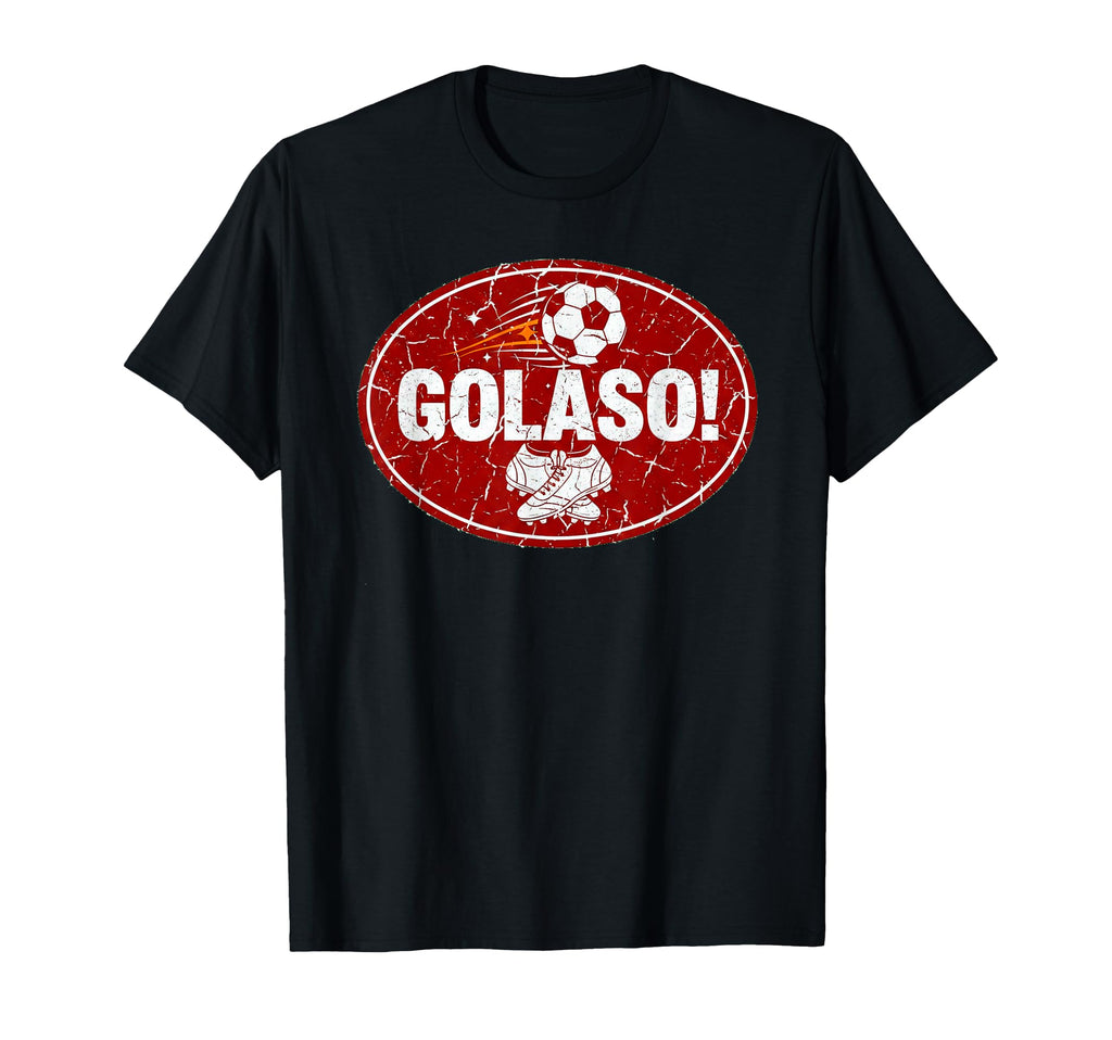 Golaso Distressed Futbol Oval Soccer T-Shirt - Unique Graphic Men Women
