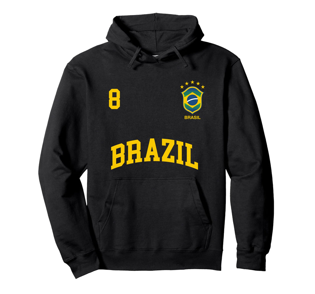 Brazil Number 8 Brazilian Soccer Team Sports Hoodie - Graphic Print Unisex