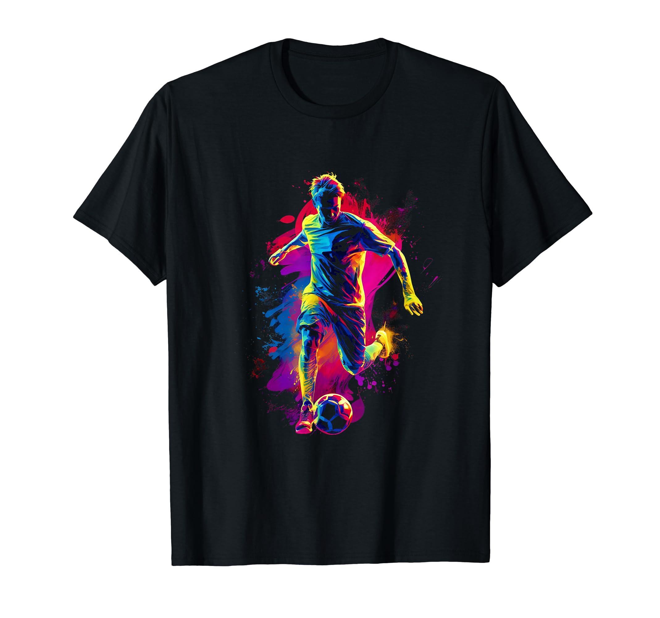 Soccer Colorful Player Goal Team T-Shirt - Minimalist Print Men Women