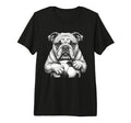 English Bulldog Soccer Player Line T-Shirt - Minimalist Print for Adults