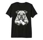 English Bulldog Soccer Player Line T-Shirt - Minimalist Print for Adults