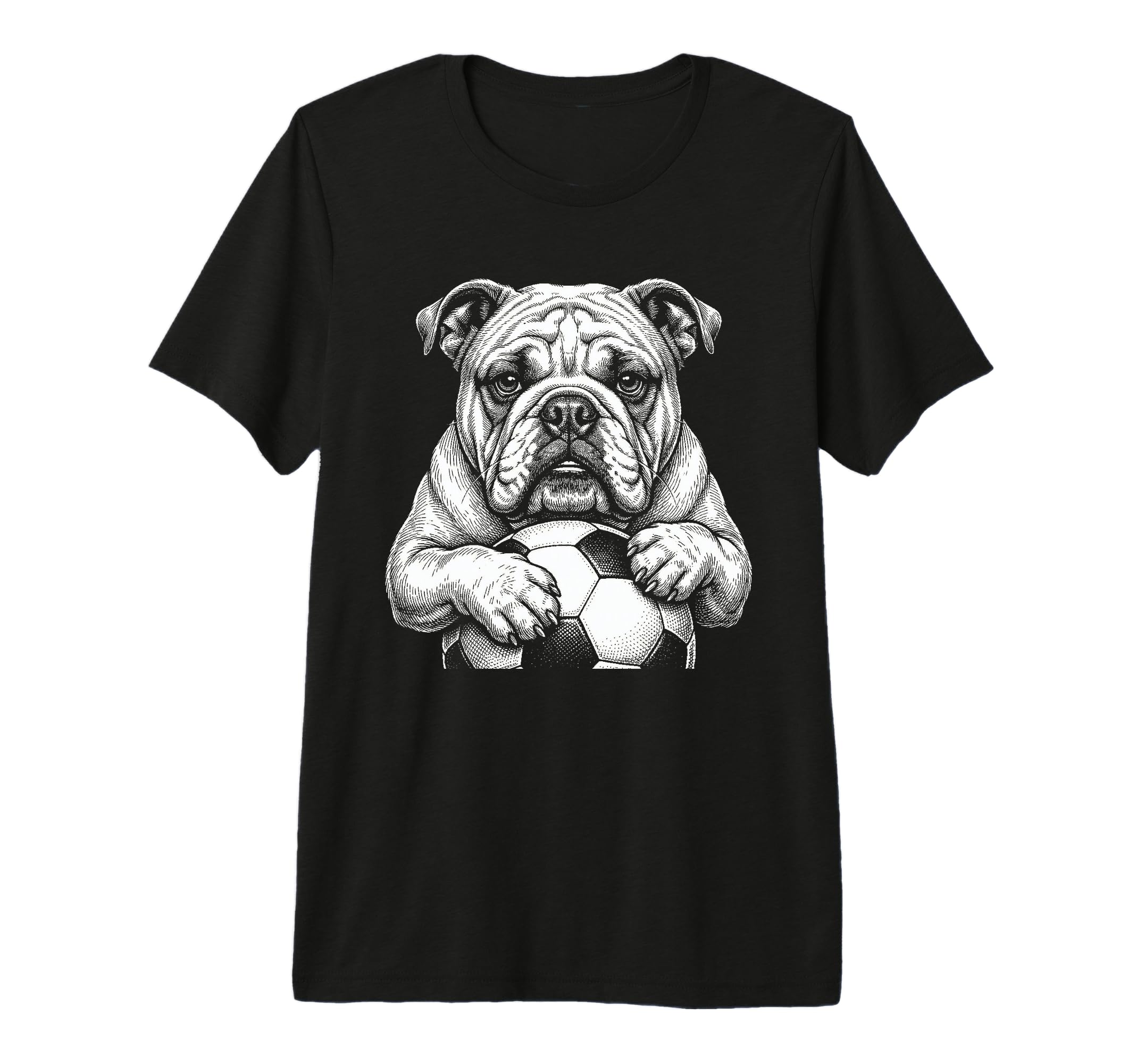 English Bulldog Soccer Player Line T-Shirt - Minimalist Print for Adults