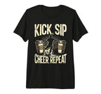 Kick Sip Repeat Soccer Coffee Lover Tri T-Shirt - Trendy Graphic Unisex