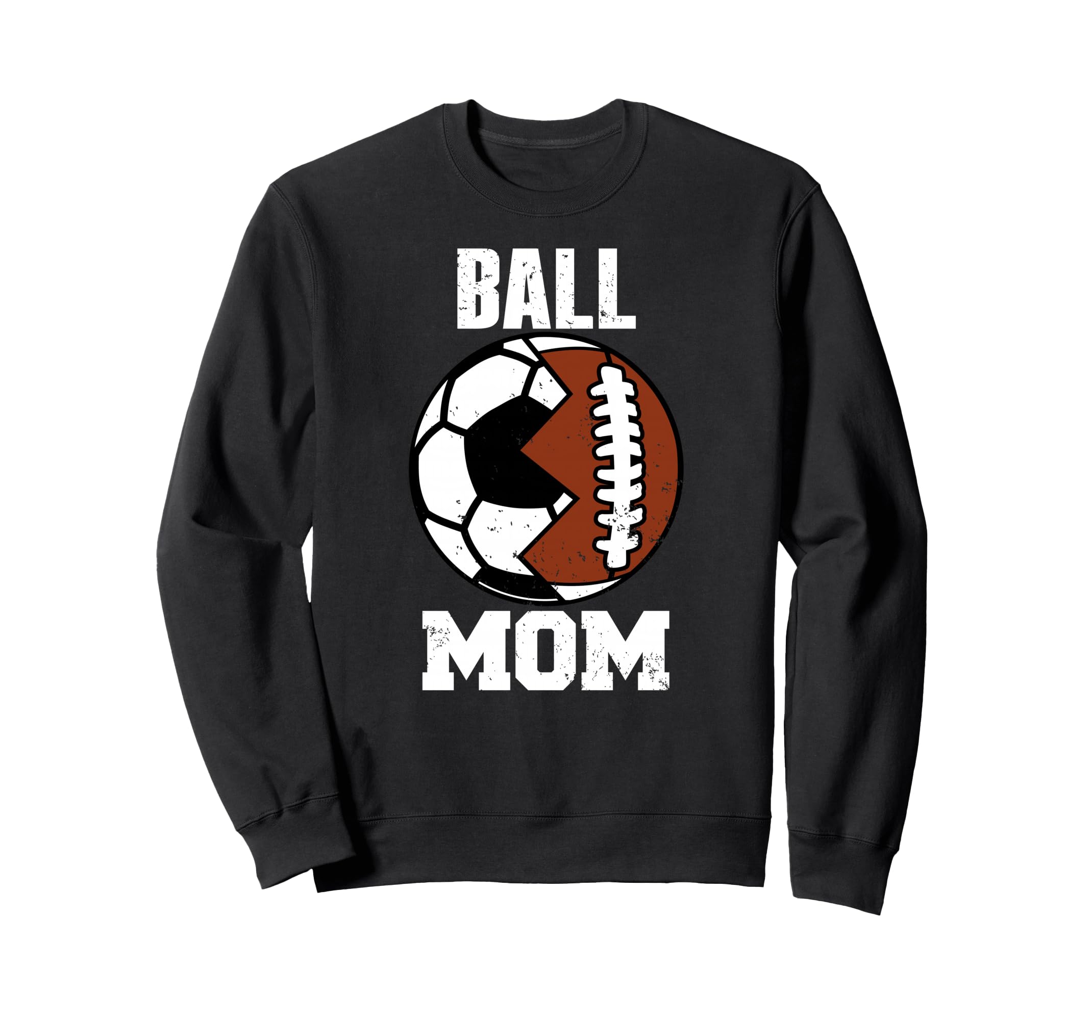 Ball Mom Funny Soccer Football Sweatshirt - Trendy Graphic for Adults