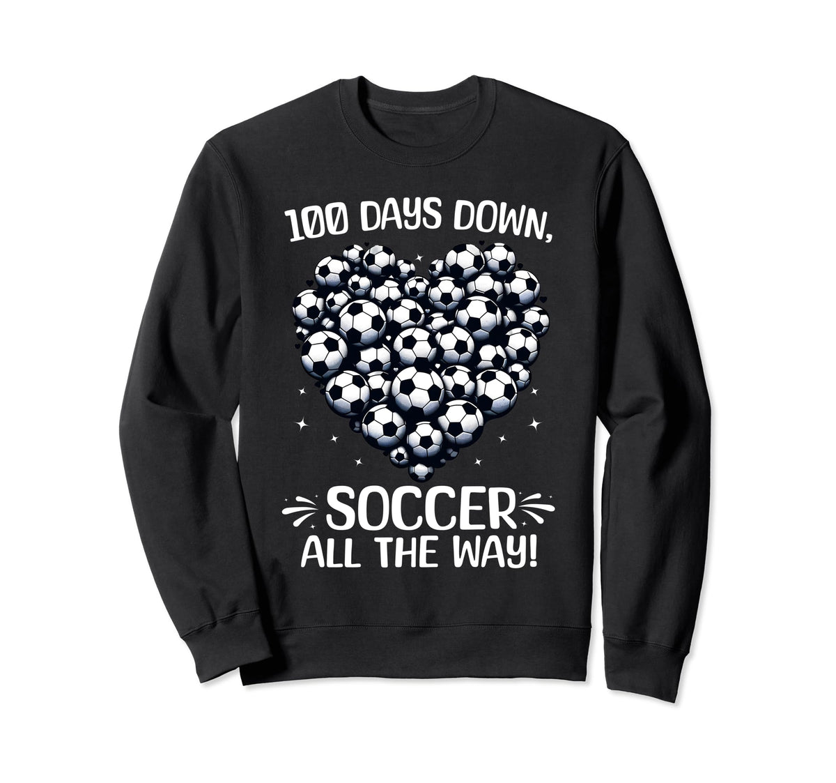 100 Days School Soccer Heart Sweatshirt - Fun Novelty Design for Adults