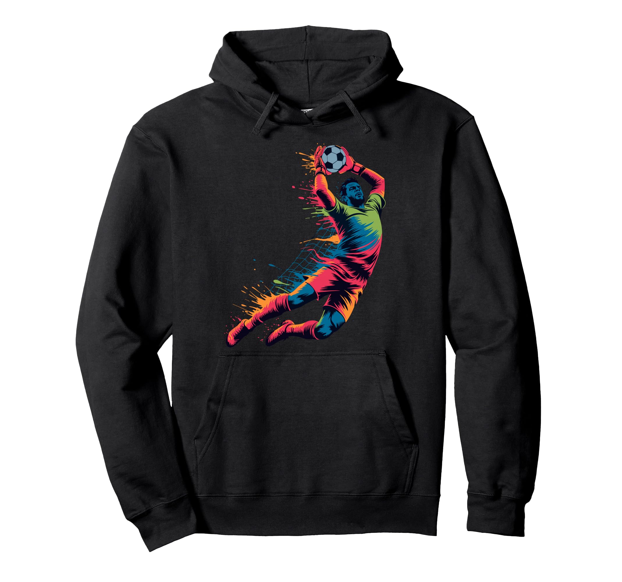 Colorful Funny Soccer Goalie Player Fan Hoodie - Trendy Graphic for Adults