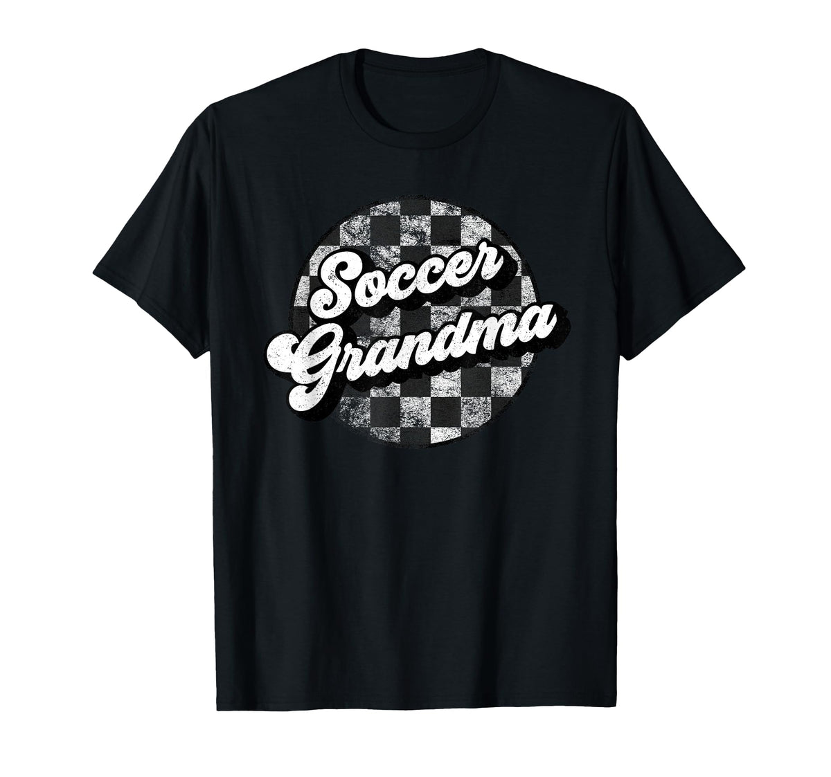 Soccer Grandma Checkered Funny T-Shirt - Aesthetic Graphic for Adults