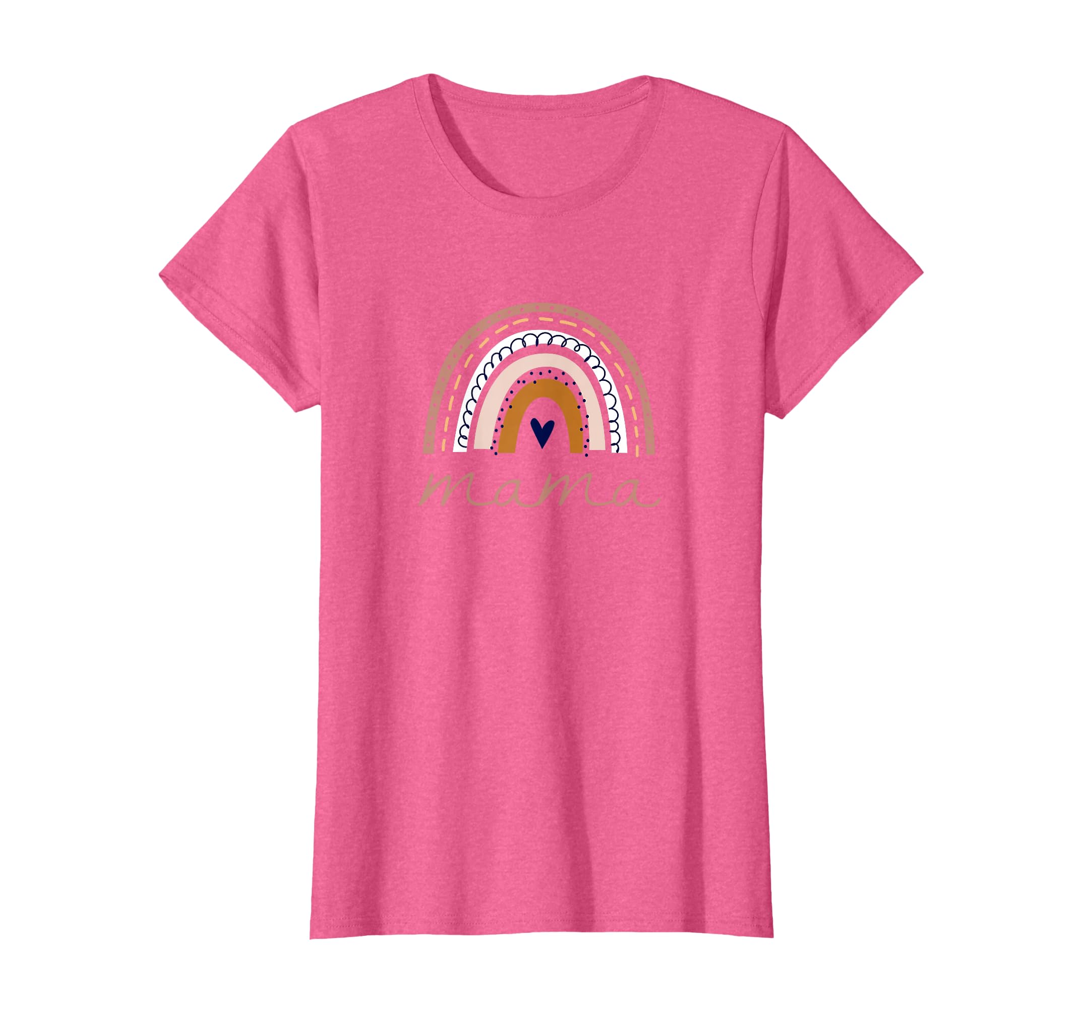Boho Mama Rainbow Heart Womens T-Shirt - Fun Novelty Design Unisex